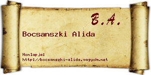 Bocsanszki Alida névjegykártya